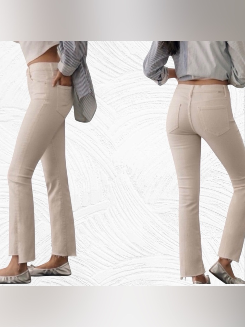 MOTHER Insider Crop Step Fray in So Far‎ Gone Cream Sz 23X25 Midrise